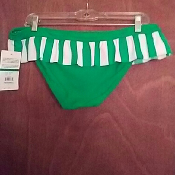 Hobie Short Skirt Ruffle Green White Bikini Bottom - Picture 2 of 3